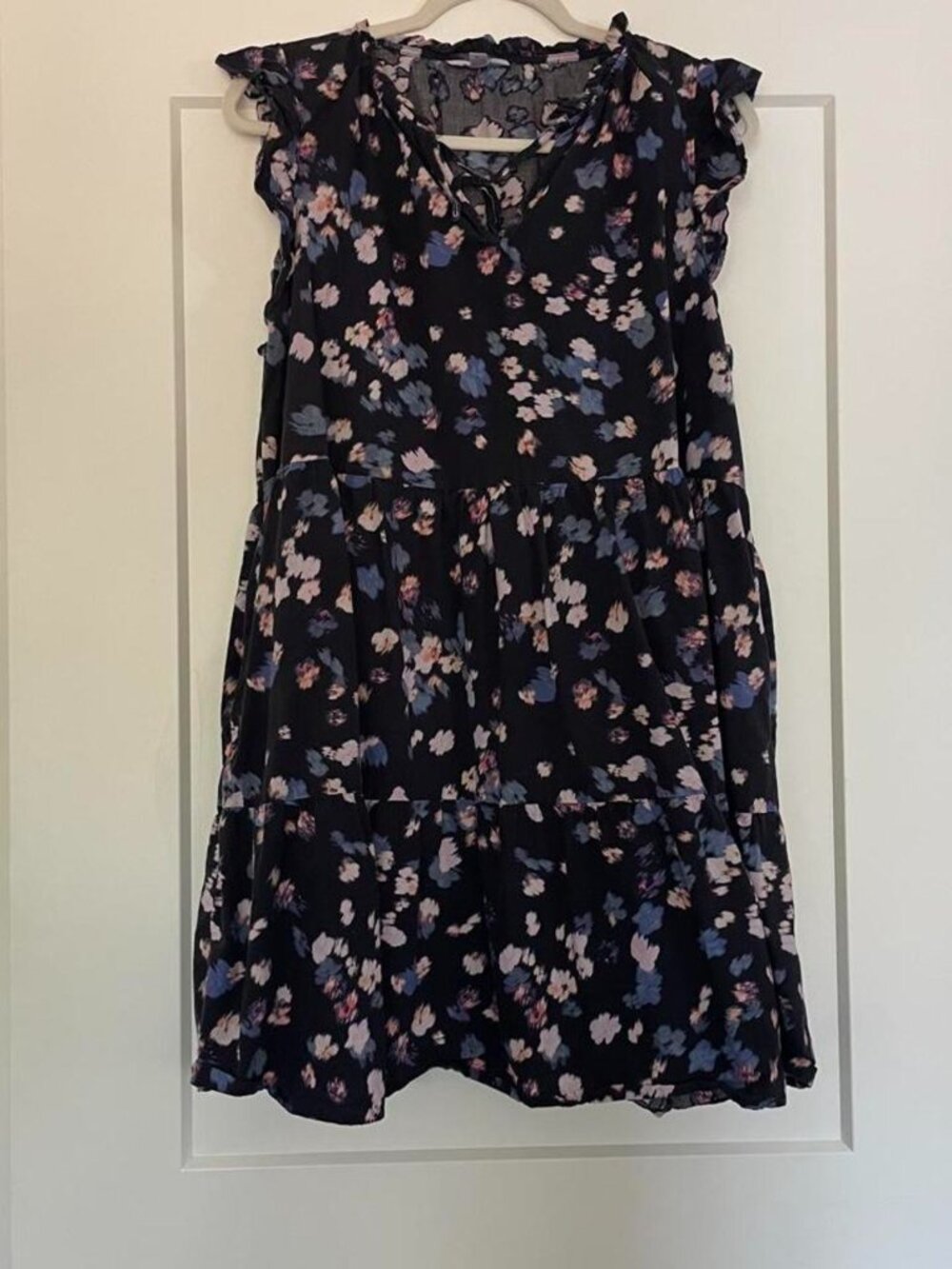 Cap Sleeve Black Floral Dress